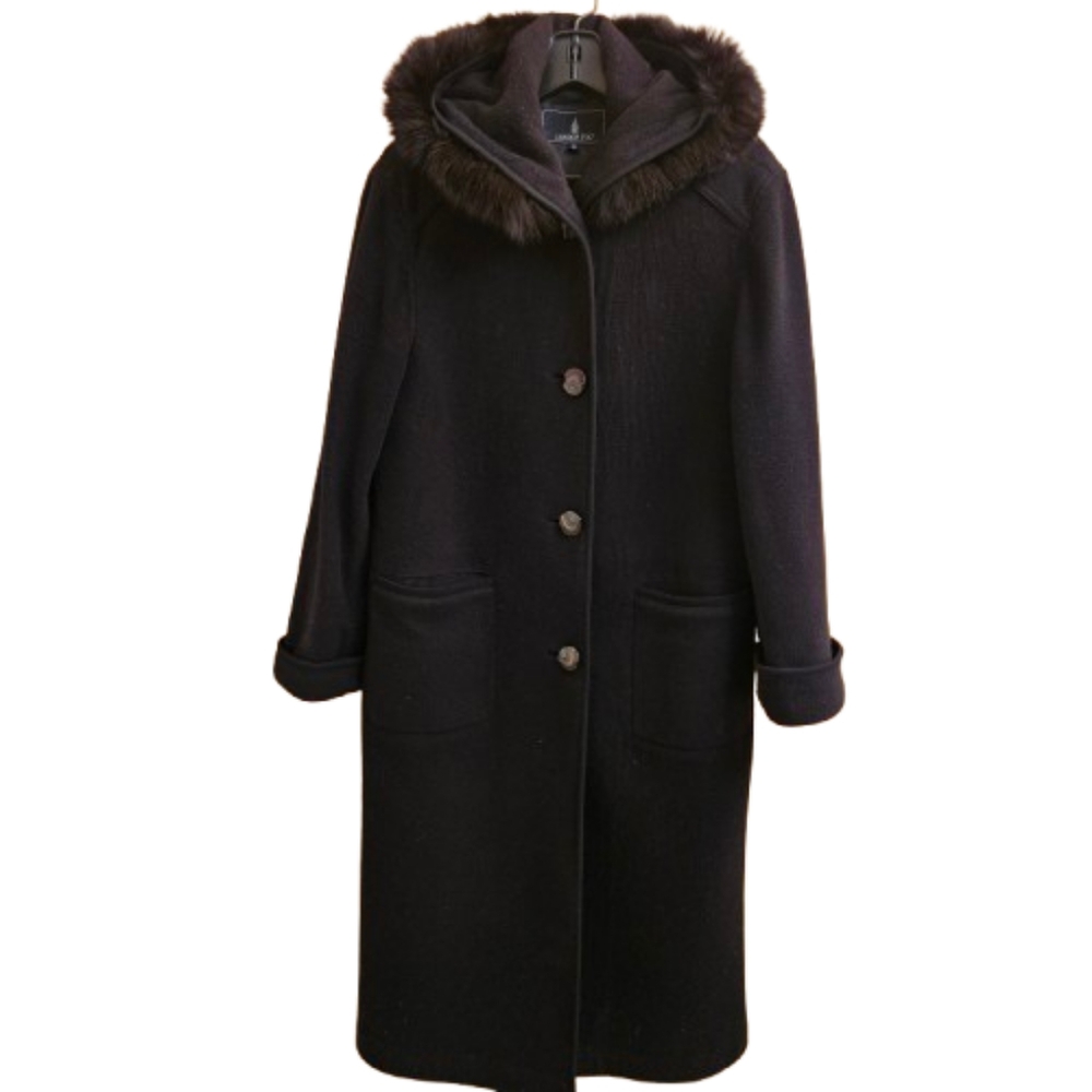 London Fog Black Coat/Hood SZ: 10P